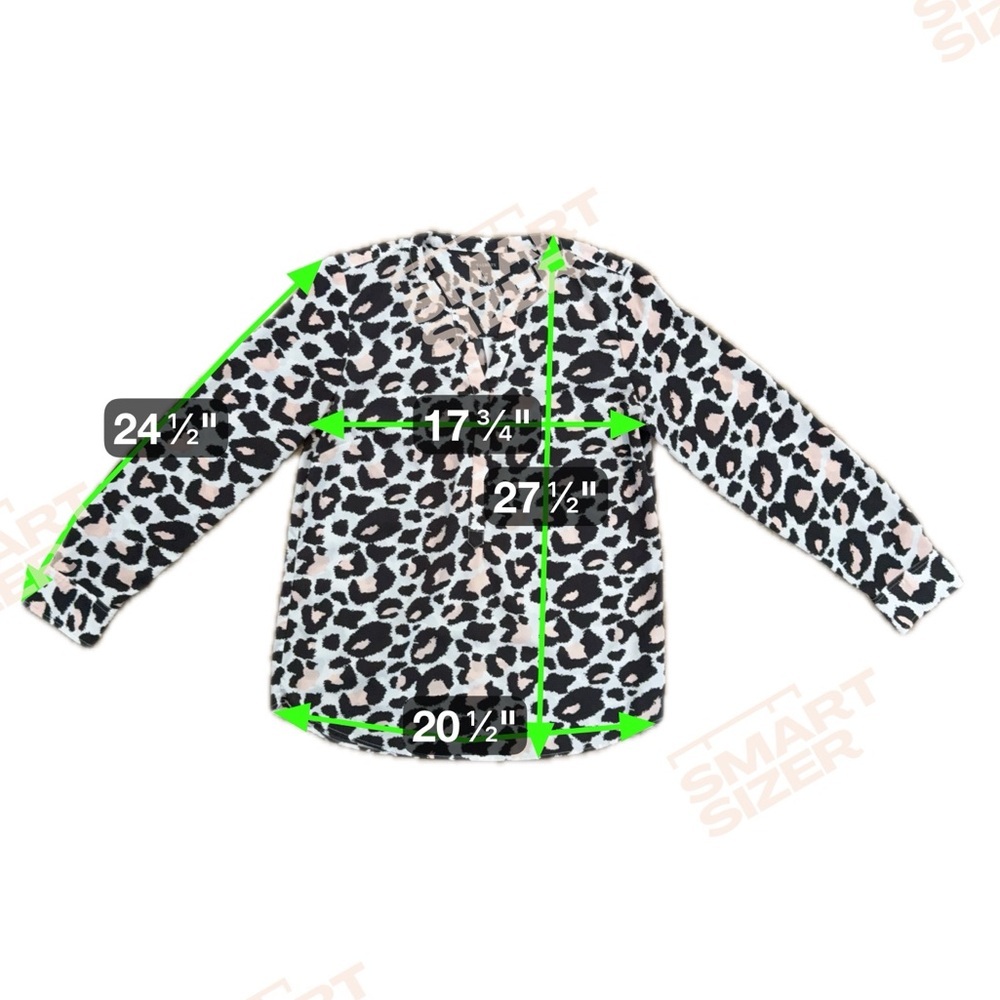 Talbots Leopard Print Split Neck Blouse Pink Blac… - image 5